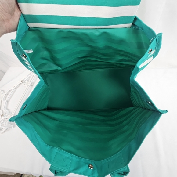 Chico Turquoise Striped Canvas Beach Tote Bag - Picture 10 of 11